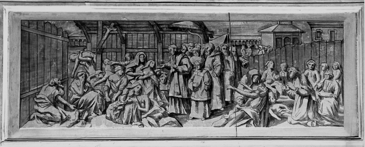 San Carlo Borromeo comunica gli appestati (decorazione pittorica, elemento d'insieme) di Bianchi Giovanni, De Giorgi Giuseppe (inizio sec. XX)