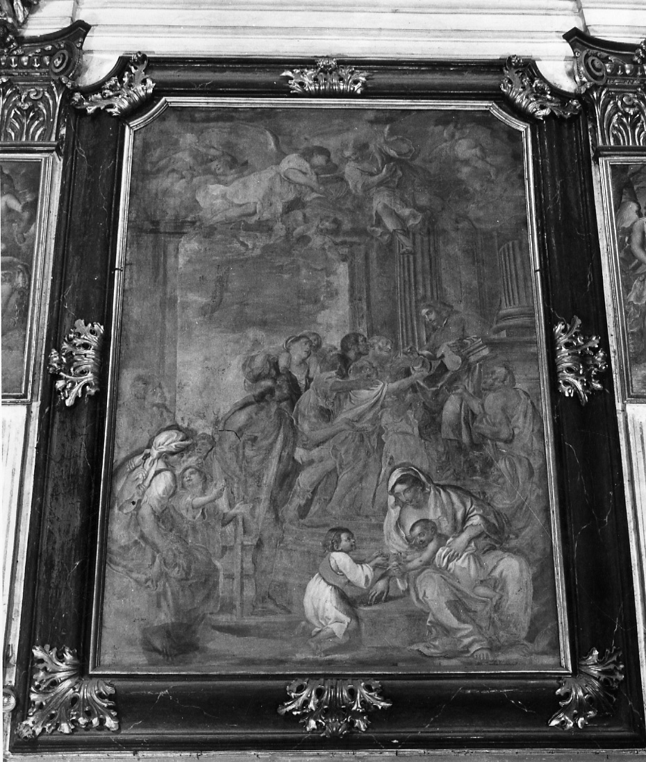 San Rocco distribuisce i suoi beni ai poveri (dipinto, opera isolata) di Bianchi Federico (ultimo quarto sec. XVII)