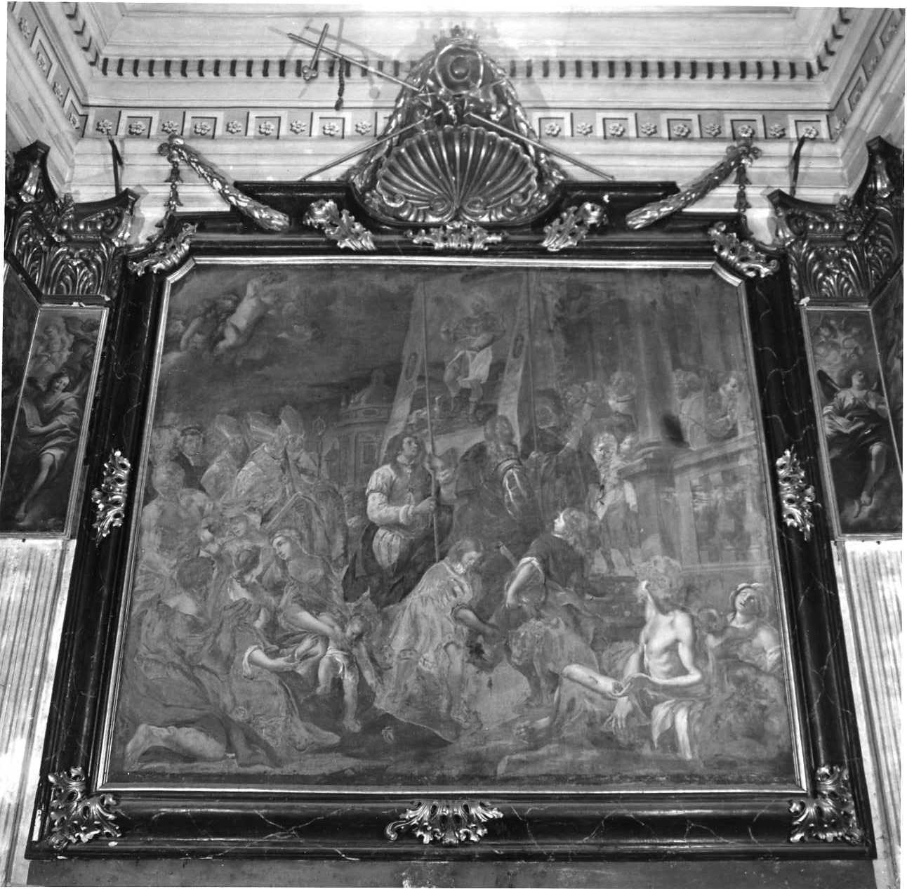 canonizzazione di San Rocco (dipinto, opera isolata) di Bonola Giorgio (ultimo quarto sec. XVII)