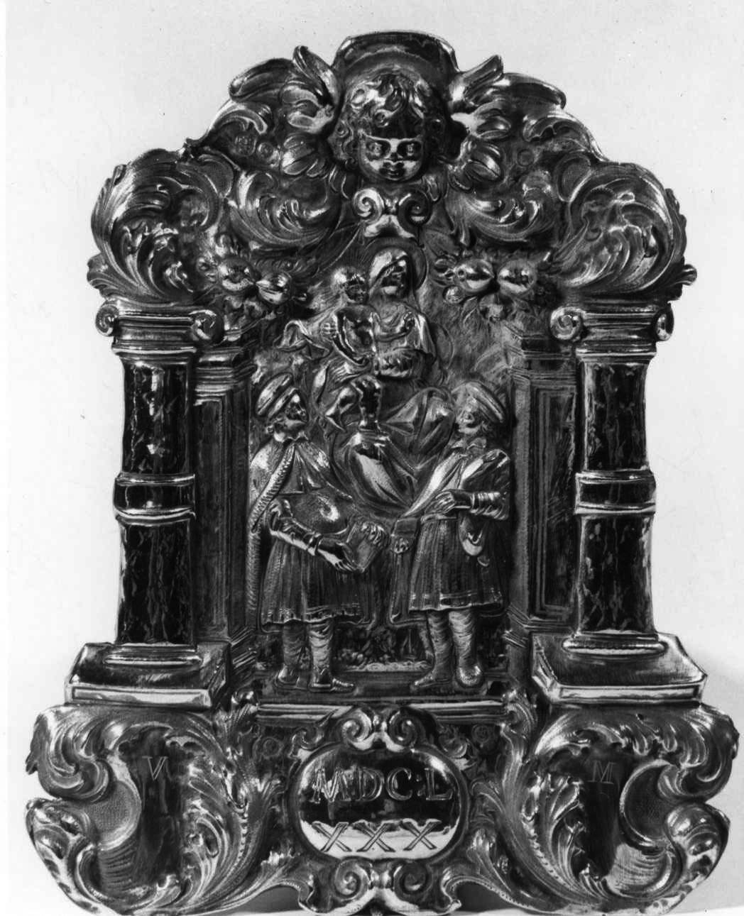 Madonna con Bambino e devoti (pace - a tavoletta, opera isolata) - bottega lombarda (ultimo quarto sec. XVII)