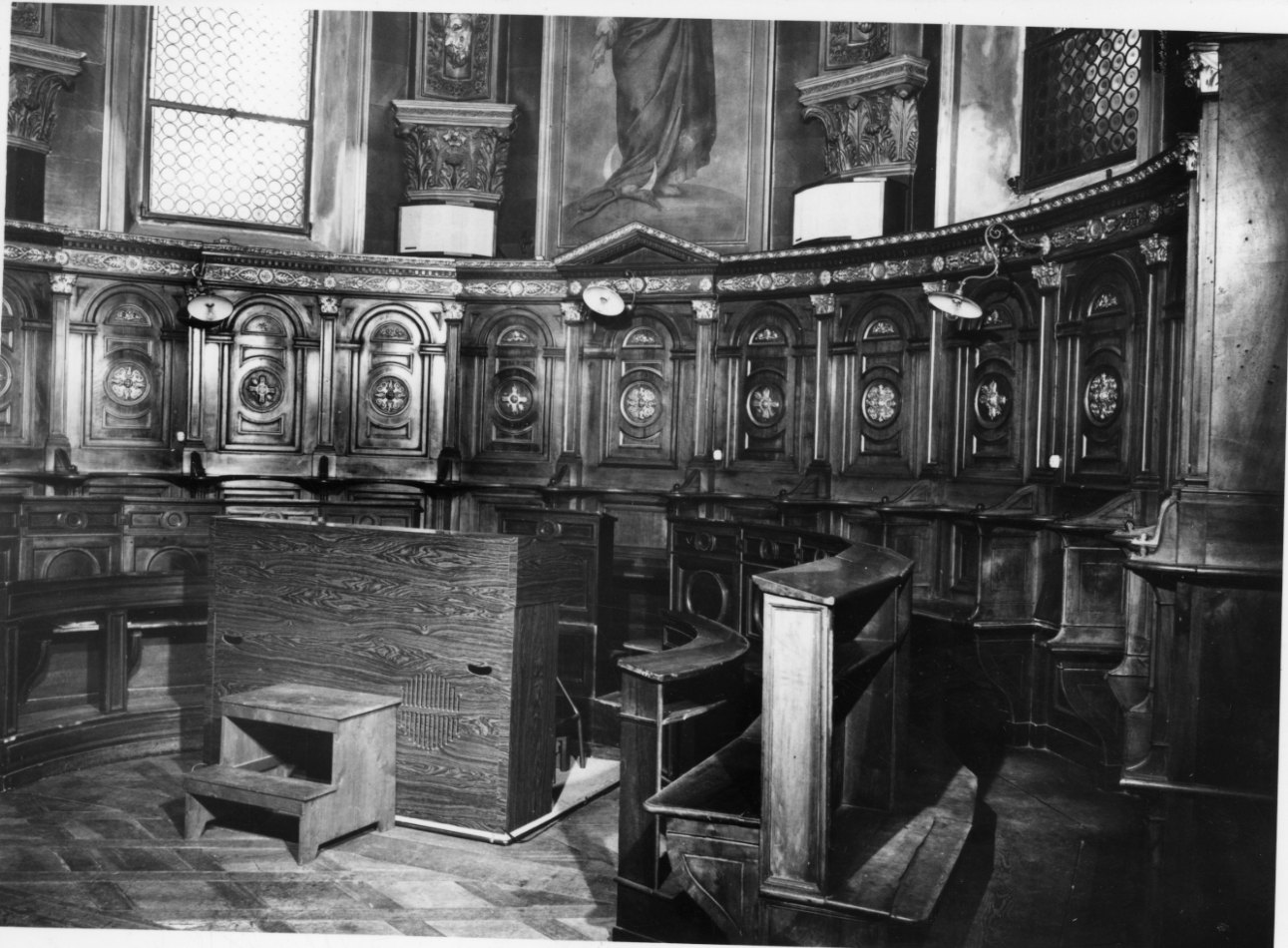 stalli del coro, insieme - bottega lombarda (terzo quarto sec. XIX)