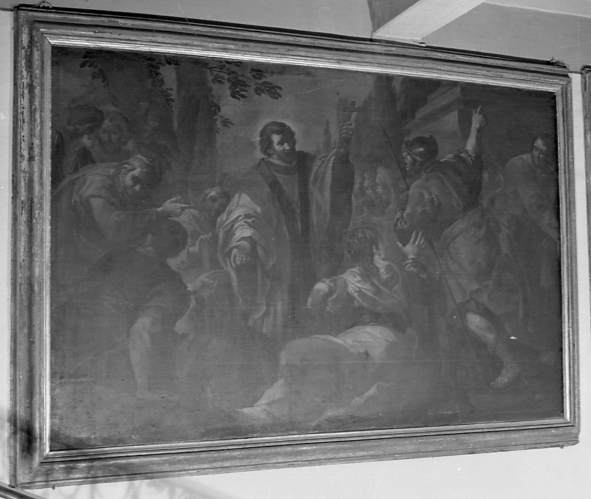San Lorenzo seda un diverbio tra fedeli e pagani (dipinto, opera isolata) di Abbiati Filippo (fine sec. XVII)