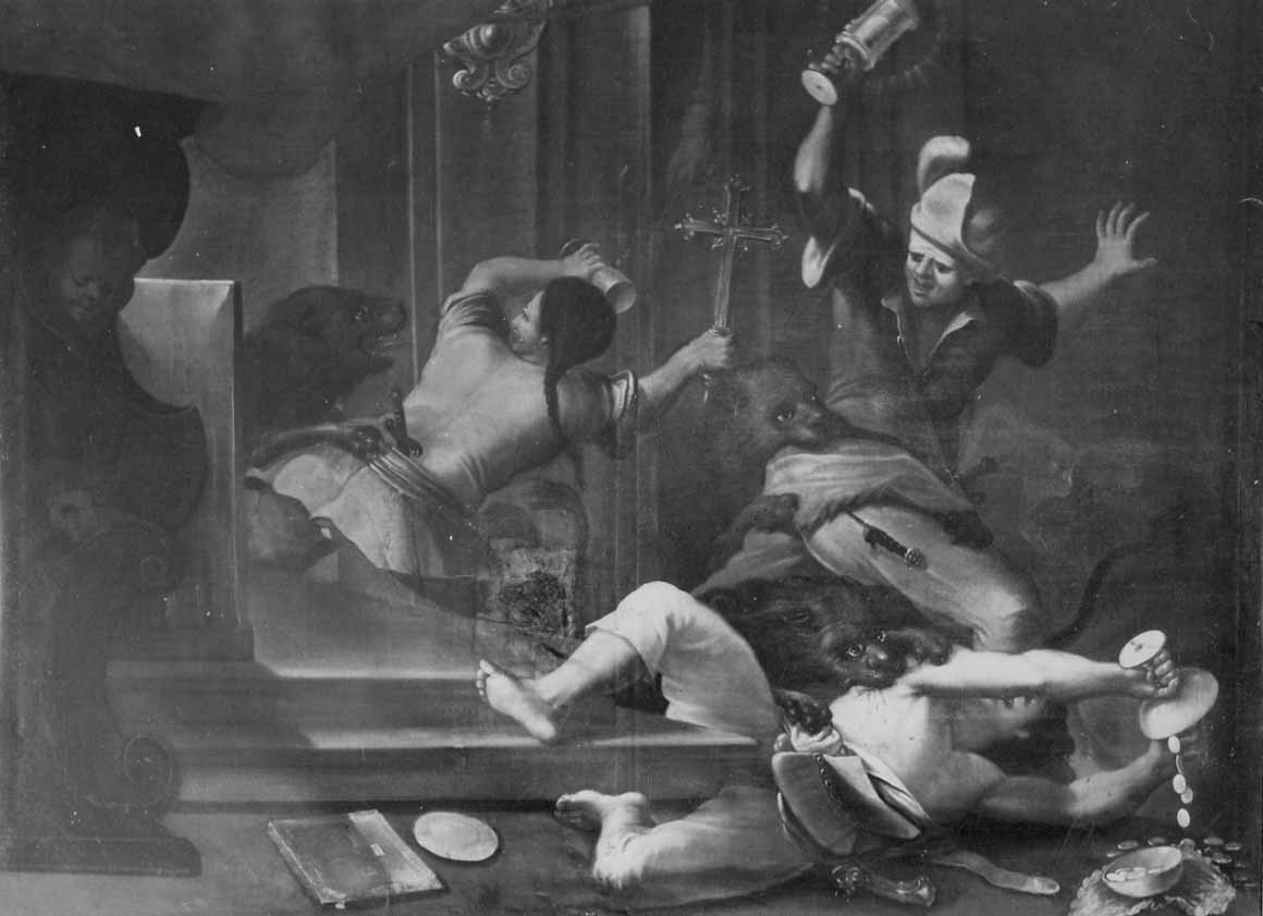 furto sacrilego (dipinto, opera isolata) - ambito lombardo (sec. XVII)