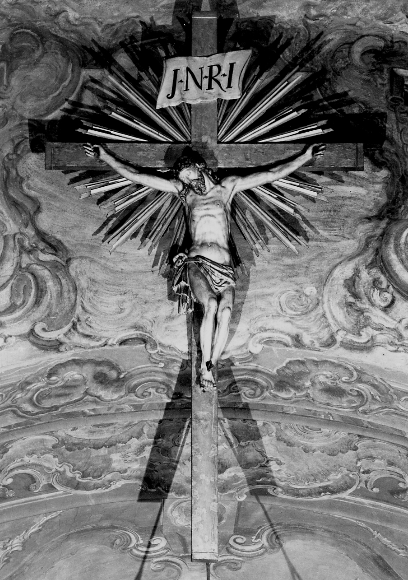 Cristo crocifisso (crocifisso del trave trionfale, opera isolata) - bottega lombarda (fine/inizio secc. XVII/ XVIII)