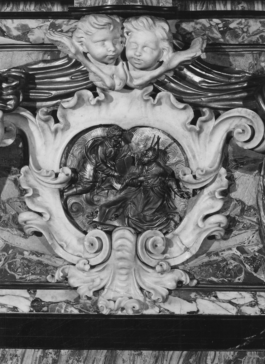 Mosè riceve da Dio le tavole della legge (decorazione plastica, elemento d'insieme) di Marchesi Giacomo, Argenti Stefano (terzo quarto sec. XVIII)