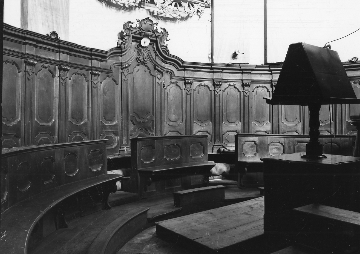 stalli del coro, opera isolata di Rasetti Giovanni Antonio (seconda metà sec. XVIII)