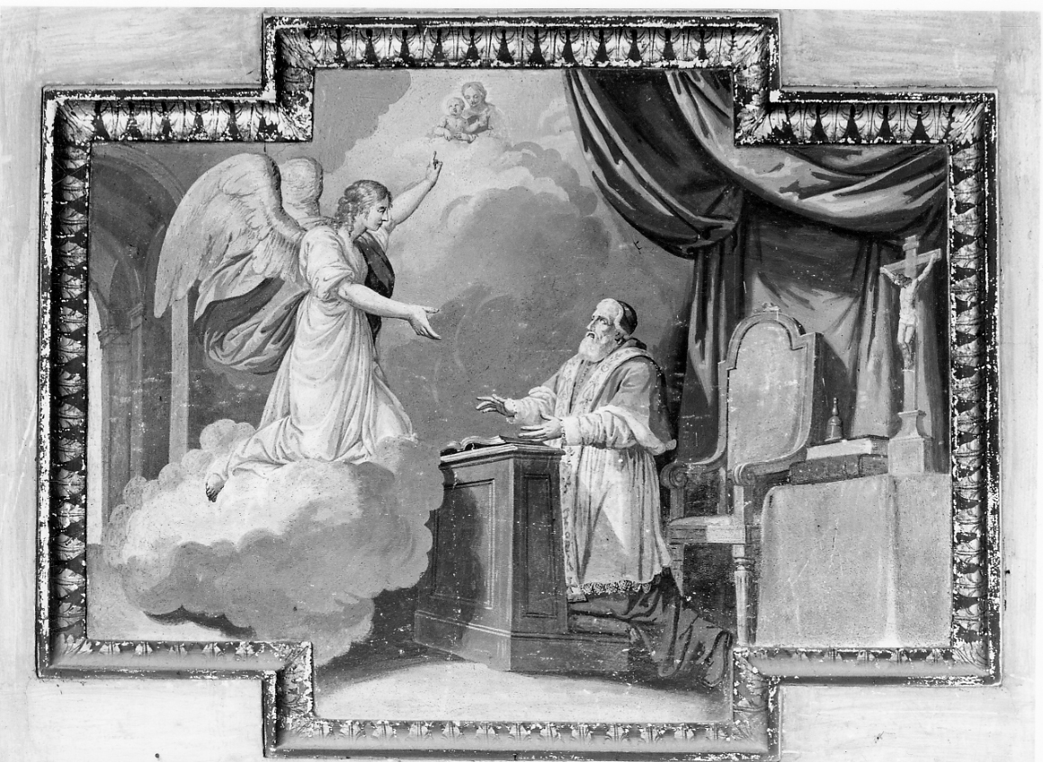 annuncio a Pio V della protezione della Madonna (dipinto) di Avondo Giovanni (secondo quarto sec. XIX)