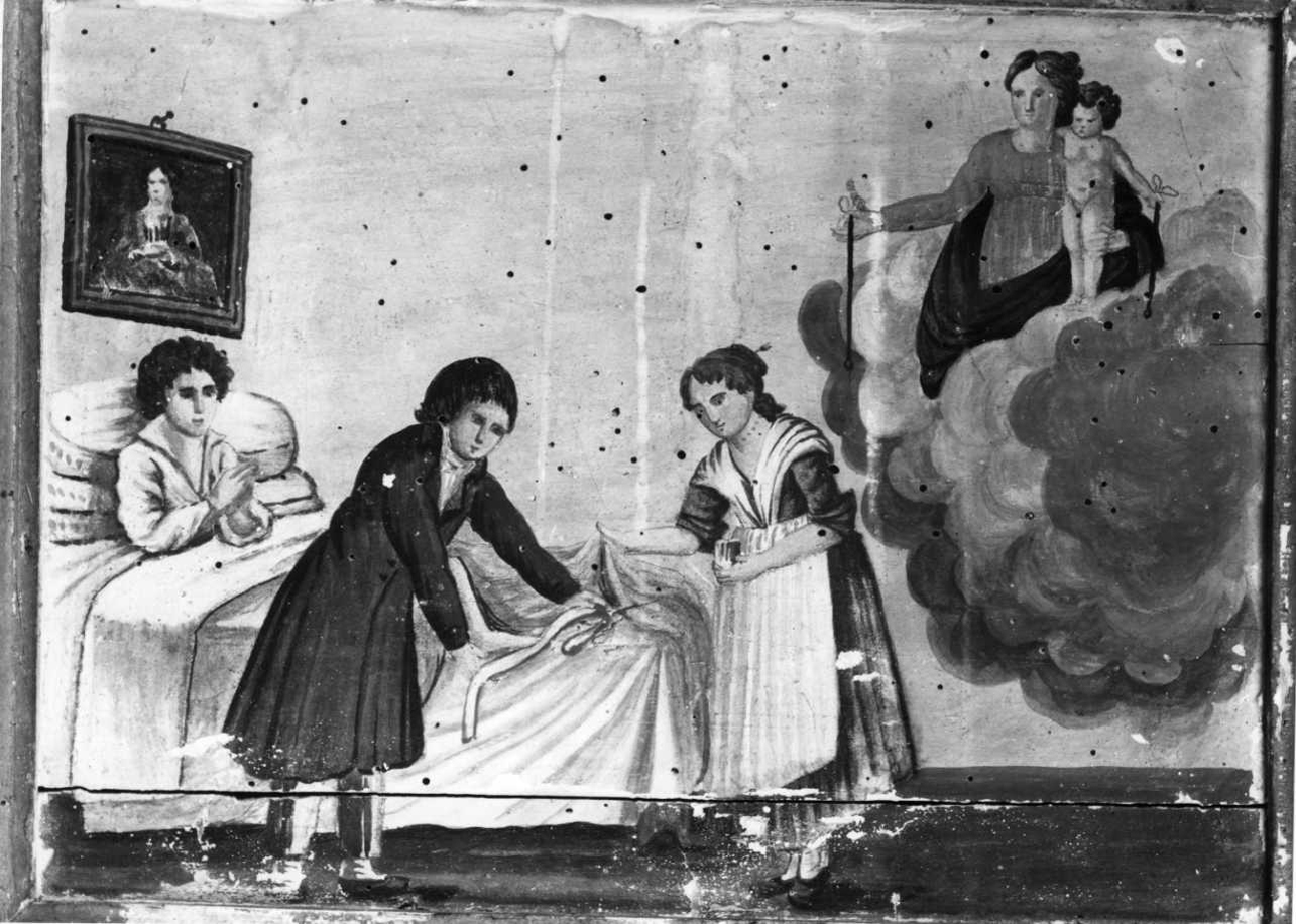 Intervento della Madonna della Cintola per guarigione (ex voto, opera isolata) - ambito novarese (metà sec. XIX)