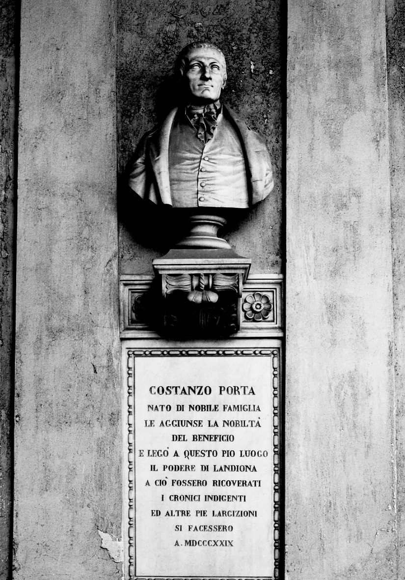 busto ritratto di Costanzo Porta (scultura, opera isolata) di Dini Giuseppe (terzo quarto sec. XIX)