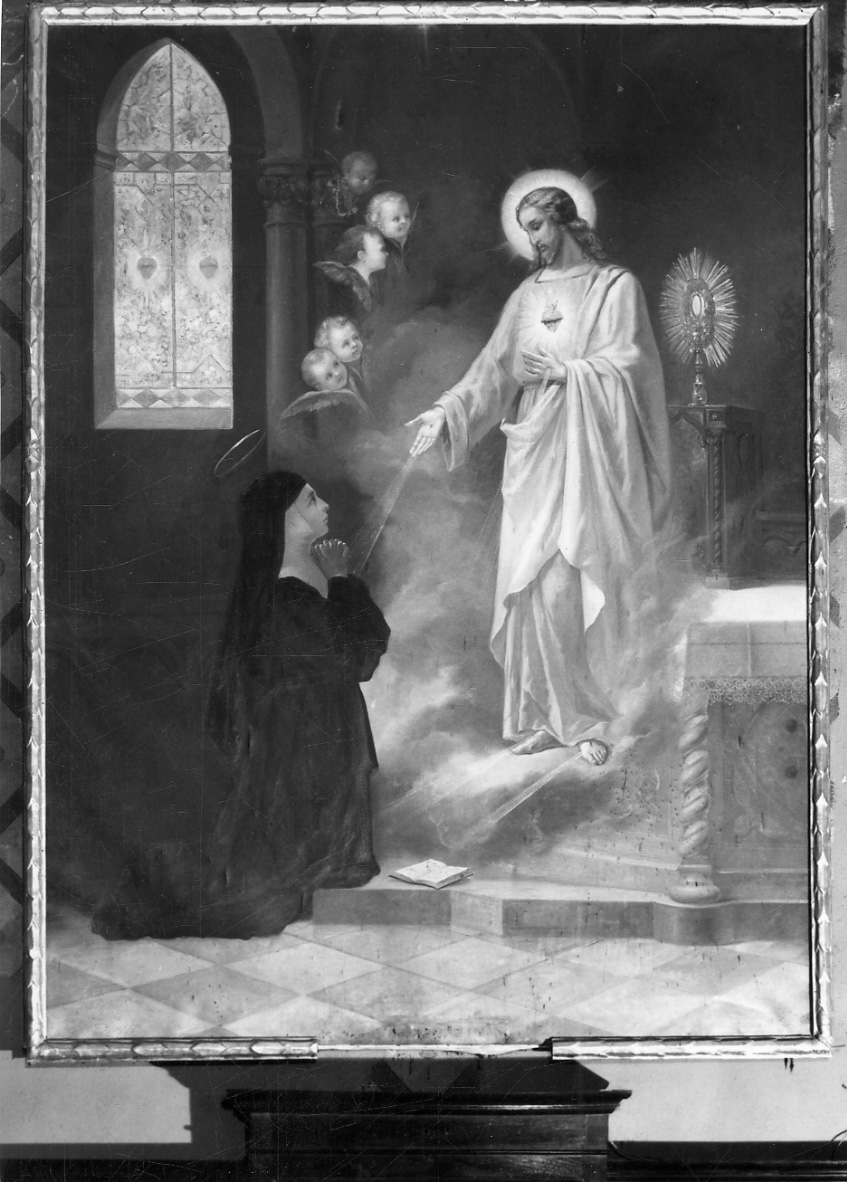 Rivelazione del Sacro Cuore di Gesù a S. Margherita Alacoque (dipinto, opera isolata) - ambito piemontese (seconda metà sec. XX)