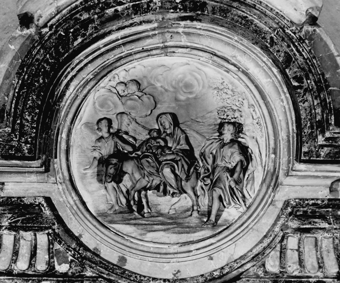 fuga in Egitto (rilievo, opera isolata) di Vittone Bernardo Antonio, Valli Ceccardo (secondo quarto sec. XVIII)