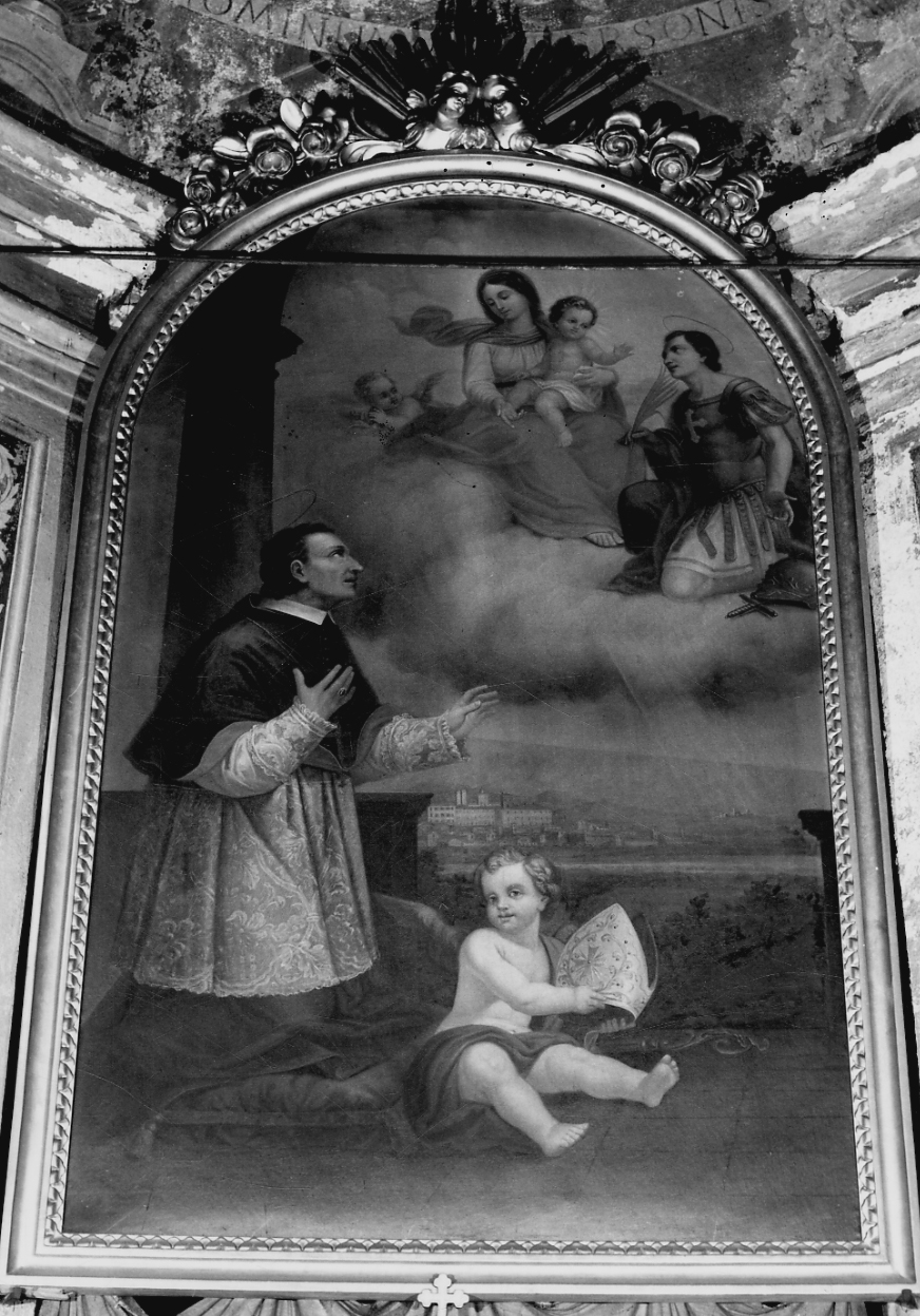 Madonna con Bambino con il Beato Varmondo Arborio e San Tegolo (dipinto, opera isolata) di Stornone Giuseppe (metà sec. XIX)