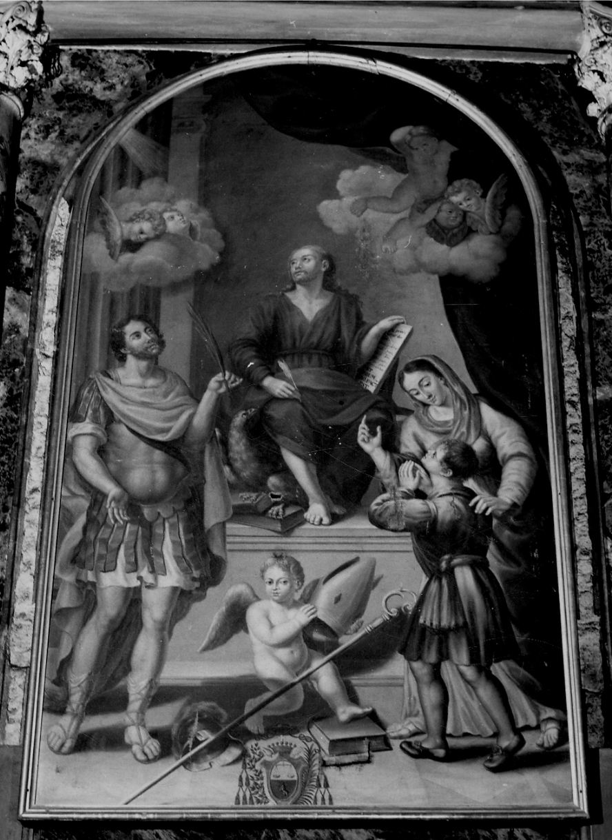 San Giovanni Evangelista, santo martire e devoti (dipinto, opera isolata) - ambito piemontese (fine sec. XVIII)