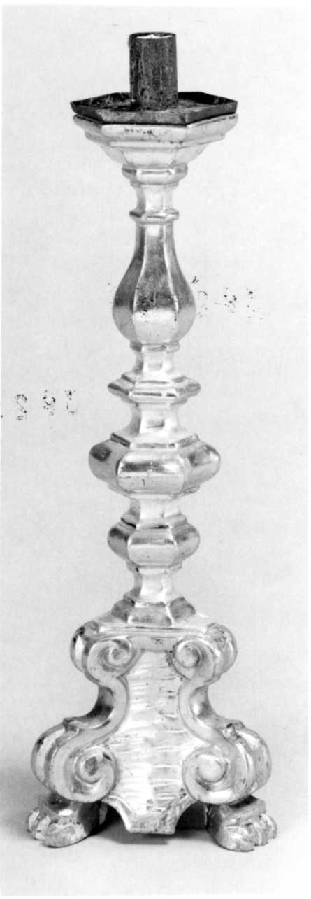 candeliere da chiesa, coppia - bottega piemontese (seconda metà sec. XIX)