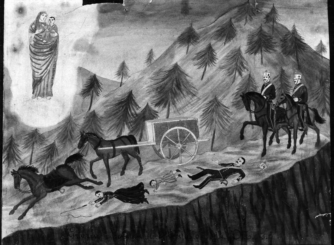 Intervento della Madonna della Consolata per sventare un incidente (ex voto, opera isolata) - ambito italiano (fine sec. XIX)