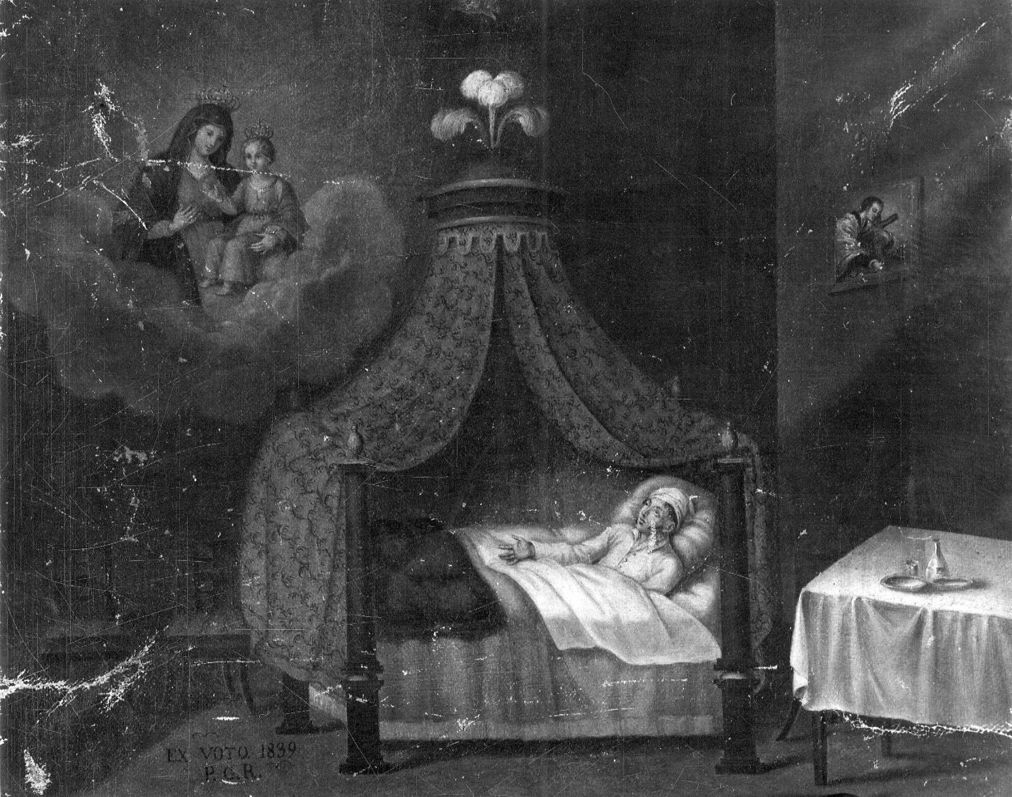 Intervento della Madonna della Consolata per guarigione (ex voto, opera isolata) - ambito piemontese (secondo quarto sec. XIX)