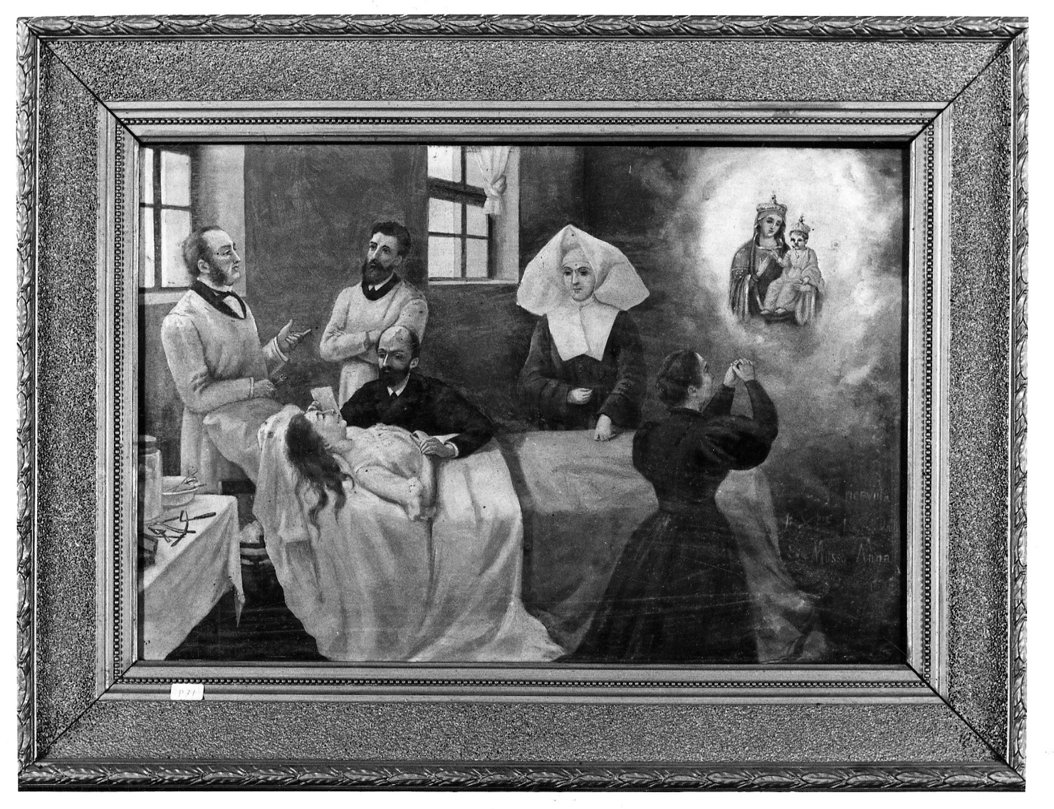 Intervento della Madonna della Consolata per guarigione (ex voto, opera isolata) di Chiavassa Domenico (attribuito) (fine sec. XIX)