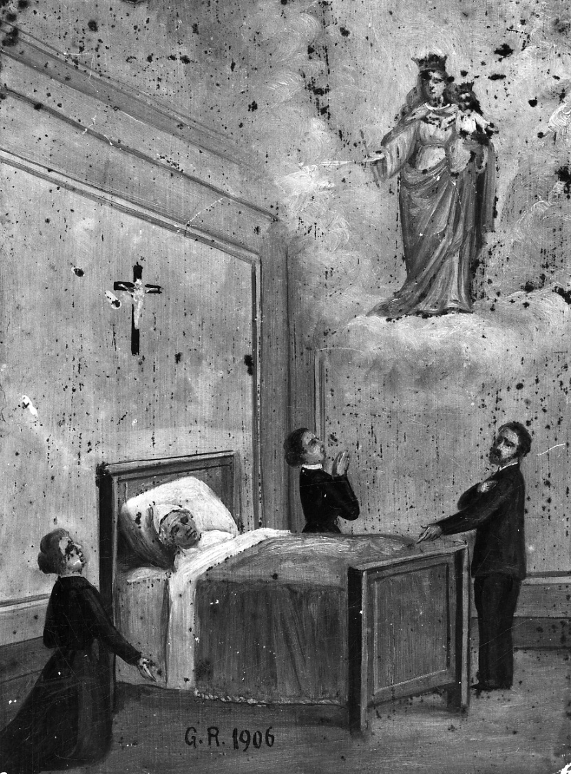 Intervento di Maria Ausiliatrice per guarigione (ex voto, opera isolata) - ambito torinese (inizio sec. XX)