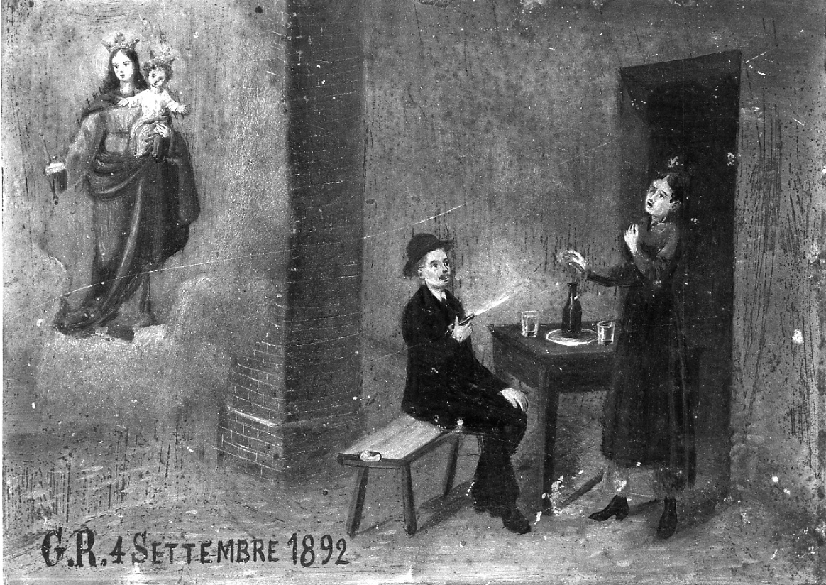 Intervento di Maria Ausiliatrice per salvare da un incidente (ex voto, opera isolata) - ambito torinese (fine sec. XIX)