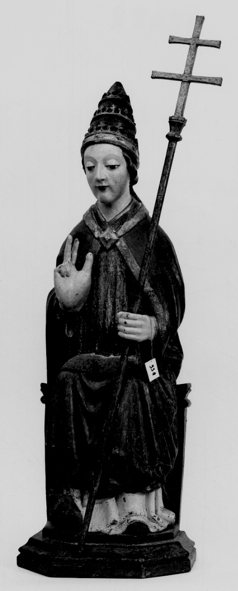 San Sisto papa (statua, opera isolata) - bottega della Val Susa (ultimo quarto sec. XV)