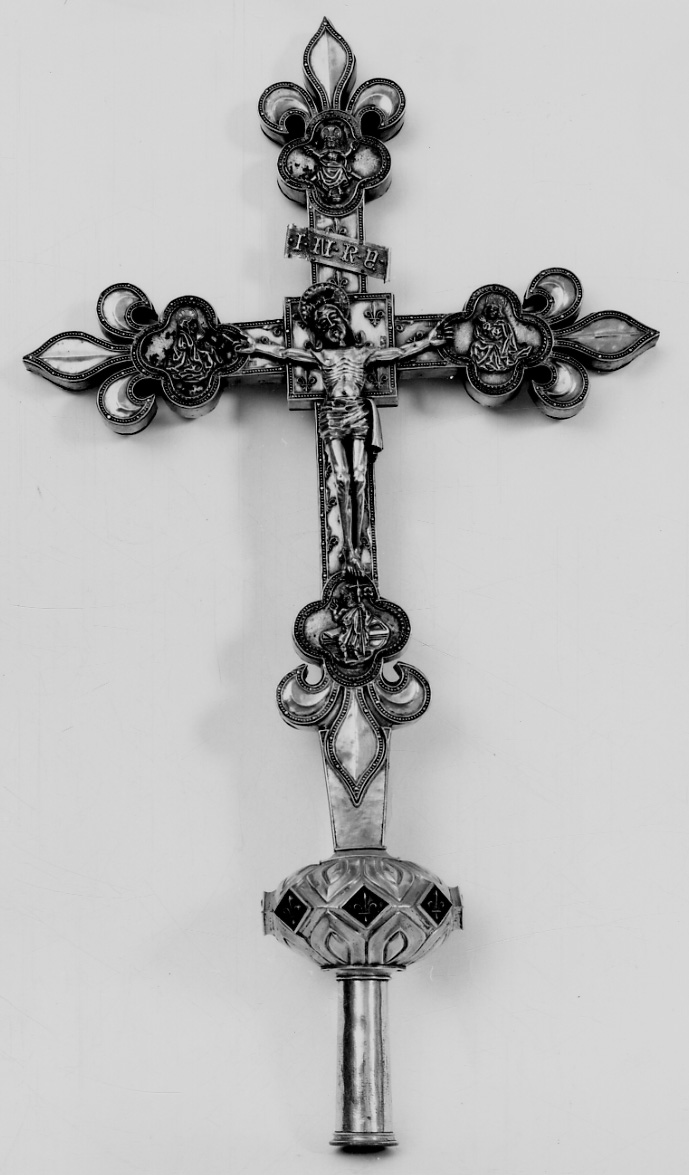 croce processionale, insieme di Borrel Hippolite (prima metà sec. XVI)