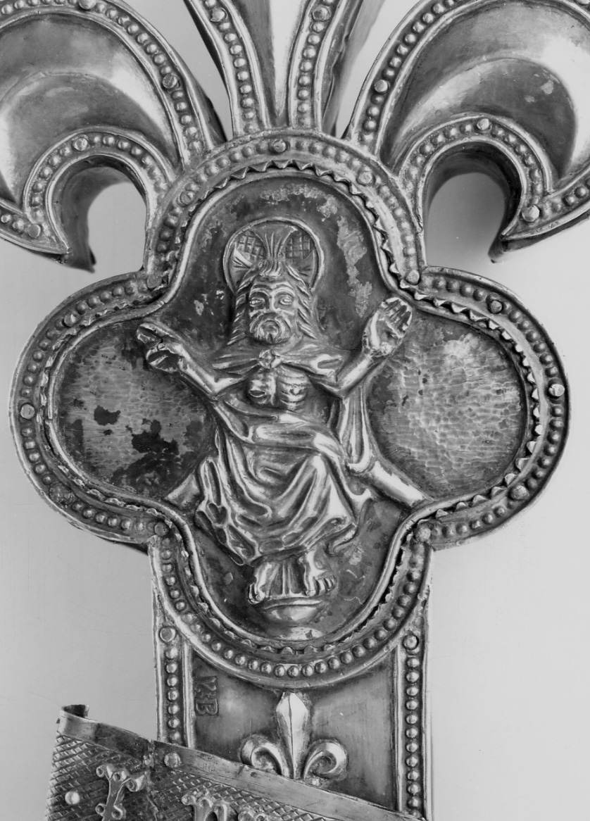 Cristo risorto benedicente (decorazione plastica, elemento d'insieme) di Borrel Hippolite (prima metà sec. XVI)