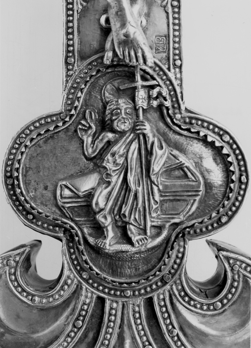 Cristo risorto benedicente (decorazione plastica, elemento d'insieme) di Borrel Hippolite (prima metà sec. XVI)