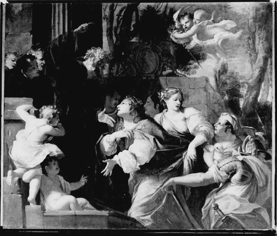 Cristina di Francia chiede la grazia a San Francesco di Paola (dipinto, opera isolata) di Dauphin Charles-Claude (terzo quarto sec. XVII)