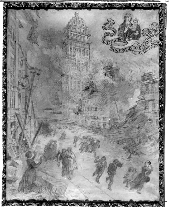 Intervento della Madonna della Consolata per salvare da una calamità naturale (ex voto, opera isolata) - ambito piemontese (inizio sec. XX)