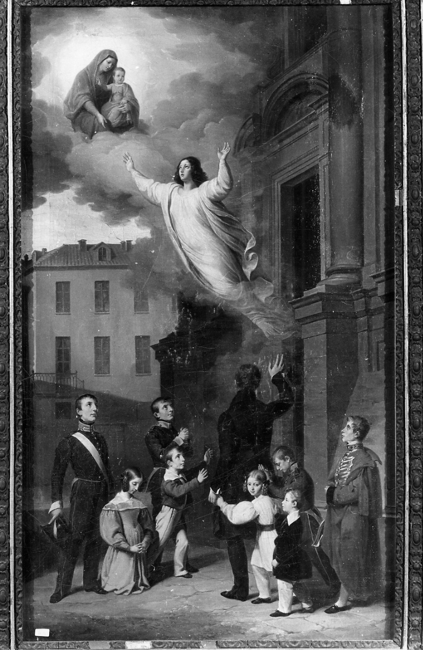 Intervento della Madonna della Consolata e Felicita Balbo che offre la sua vita alla Vergine (ex voto, opera isolata) di Gonin Francesco (secondo quarto sec. XIX)