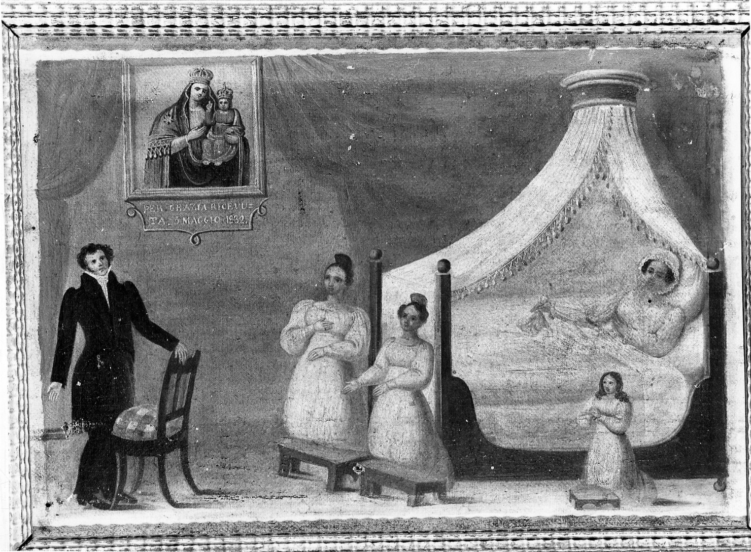 Intervento della Madonna della Consolata per guarigione (ex voto, opera isolata) - ambito piemontese (secondo quarto sec. XIX)