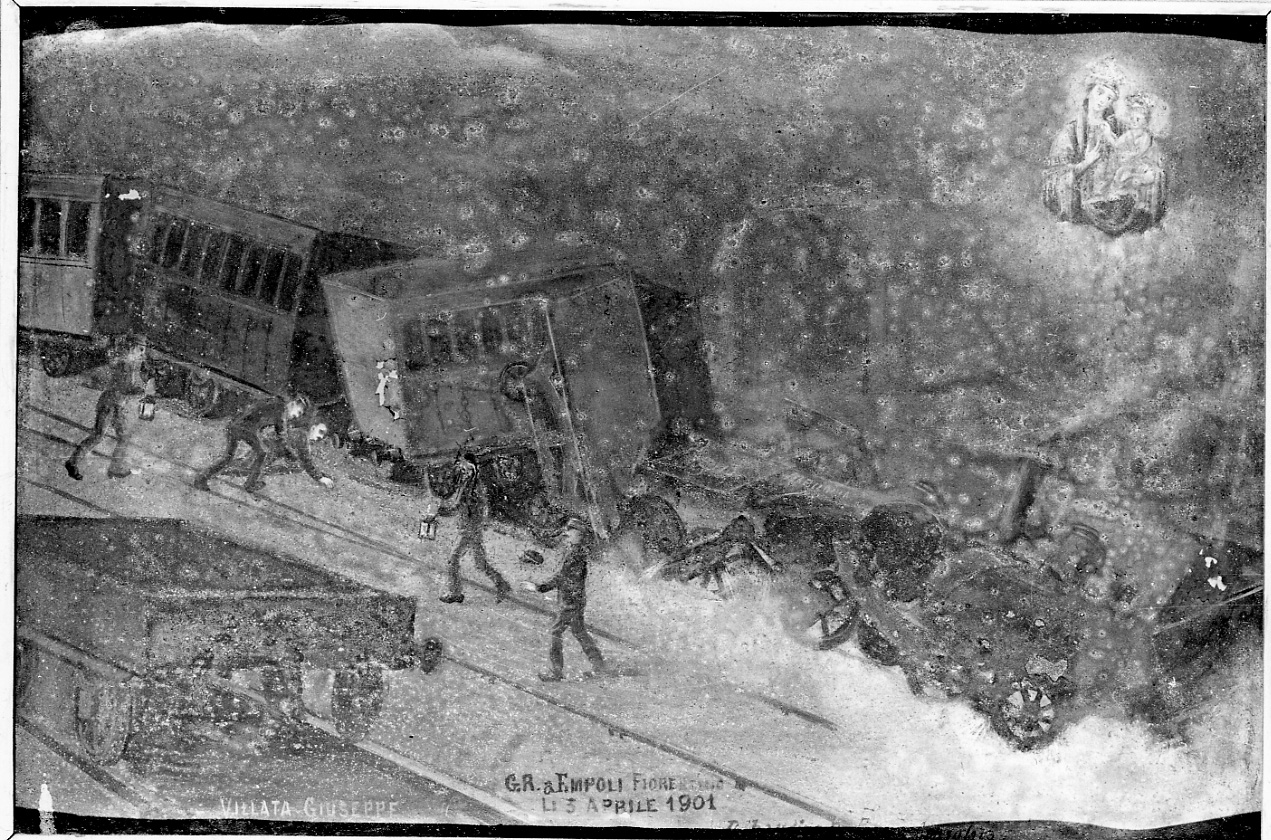 Intervento della Madonna della Consolata per sventare un incidente (ex voto, opera isolata) di Tribaudino D (inizio sec. XX)