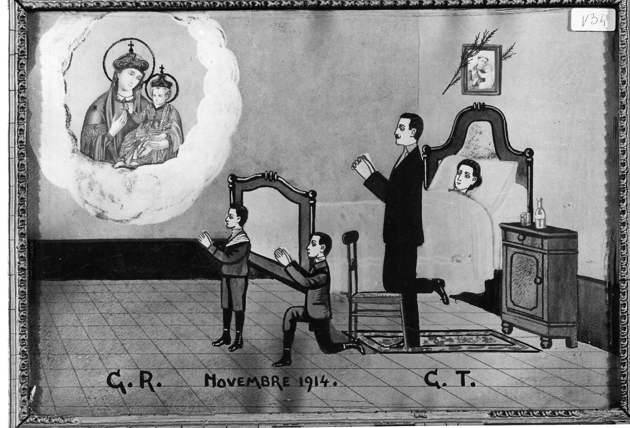 Intervento della Madonna della Consolata per guarigione (ex voto, opera isolata) - ambito piemontese (primo quarto sec. XX)