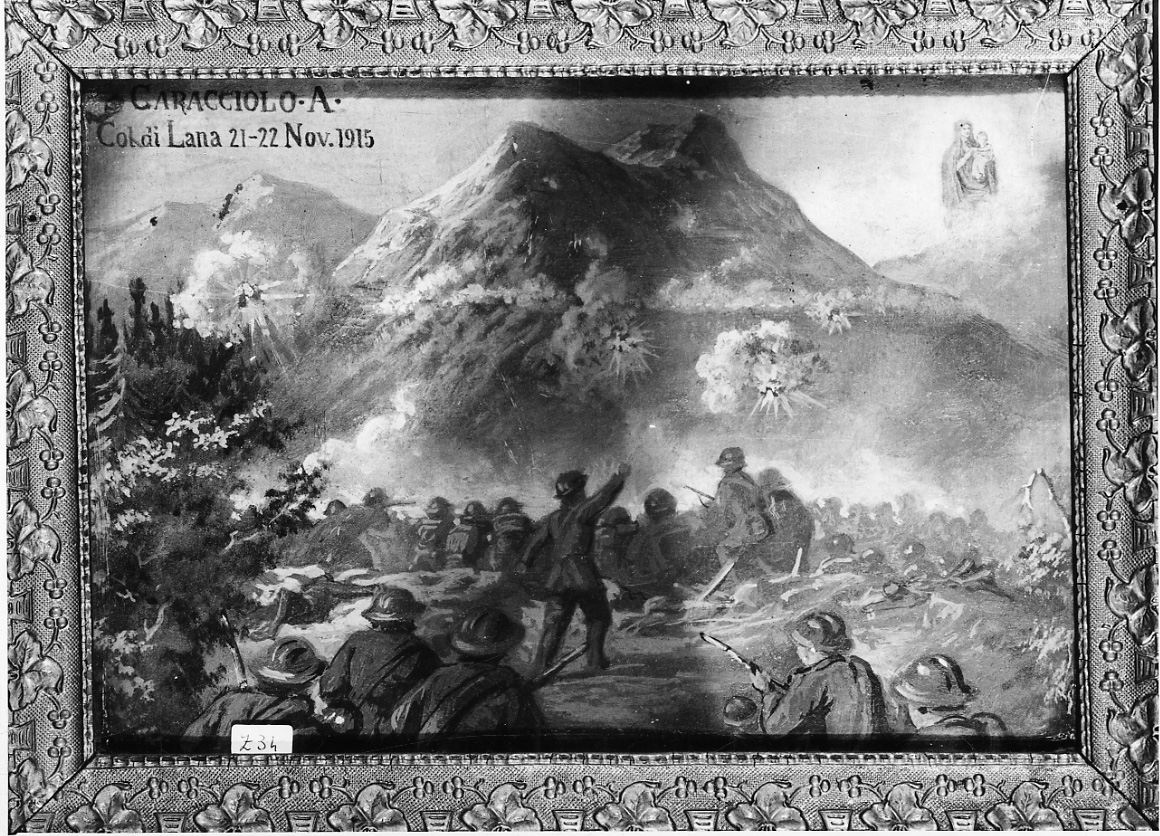 Intervento della Madonna della Consolata per salvare dalla guerra (ex voto, opera isolata) - ambito piemontese (primo quarto sec. XX)