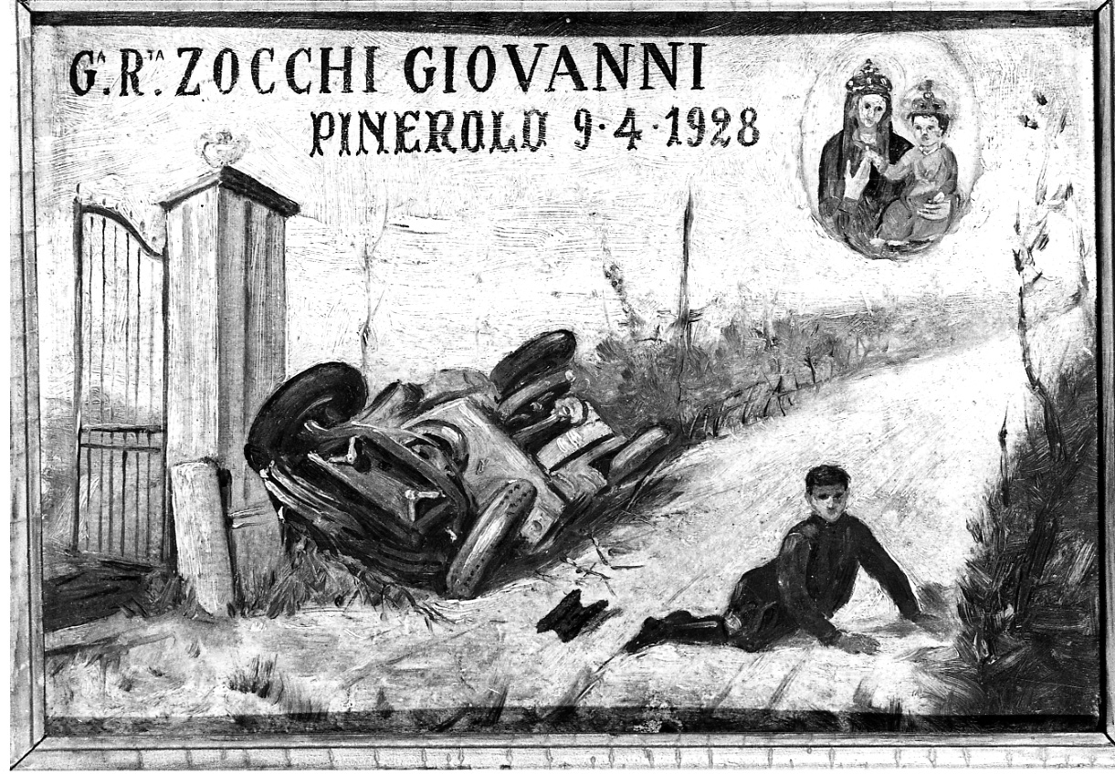 Intervento della Madonna della Consolata per sventare un incidente (ex voto, opera isolata) - ambito piemontese (secondo quarto sec. XX)