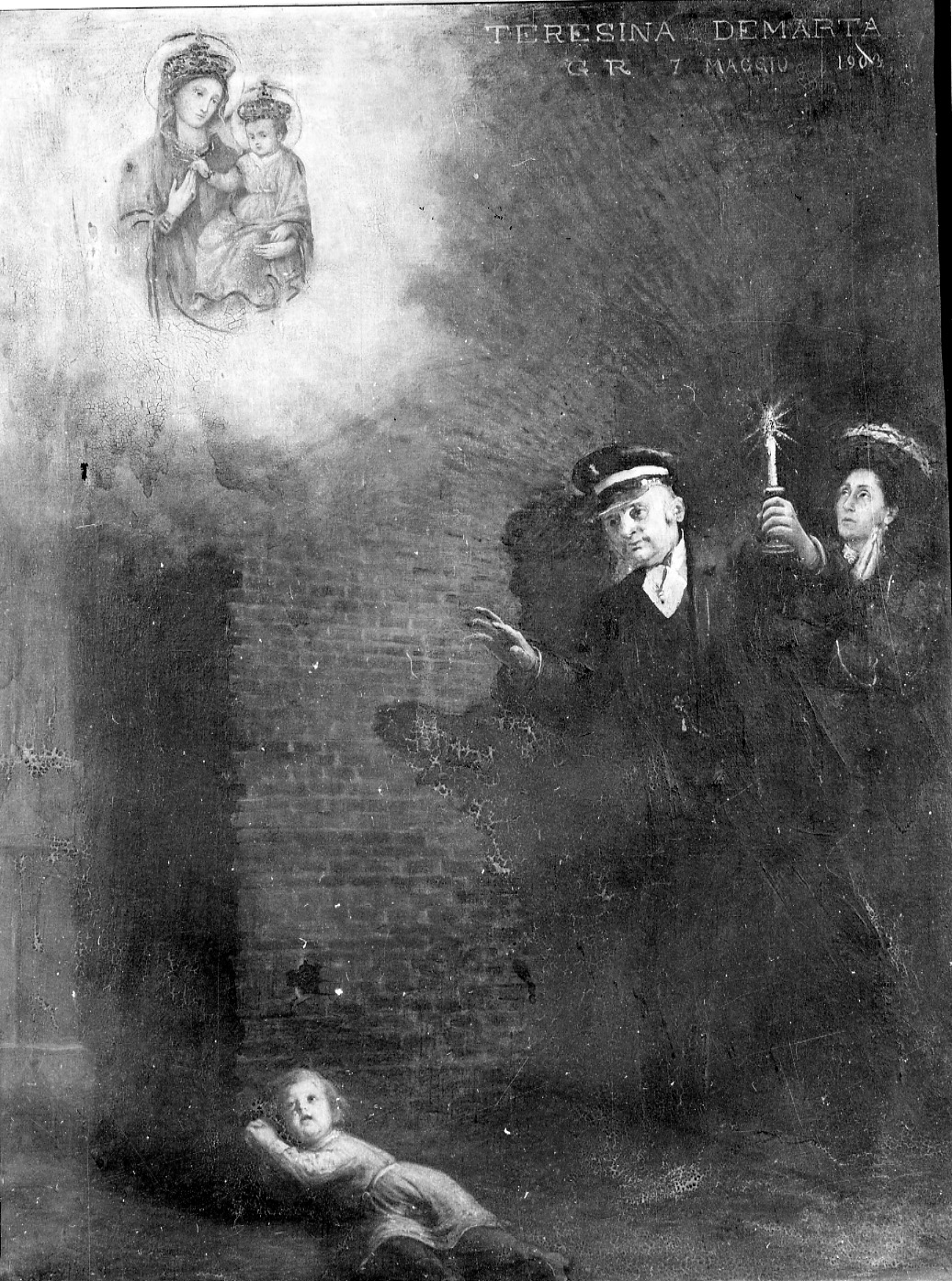 Intervento della Madonna della Consolata per salvare da un omicidio (ex voto, opera isolata) di Guarlotti Giovanni (inizio sec. XX)