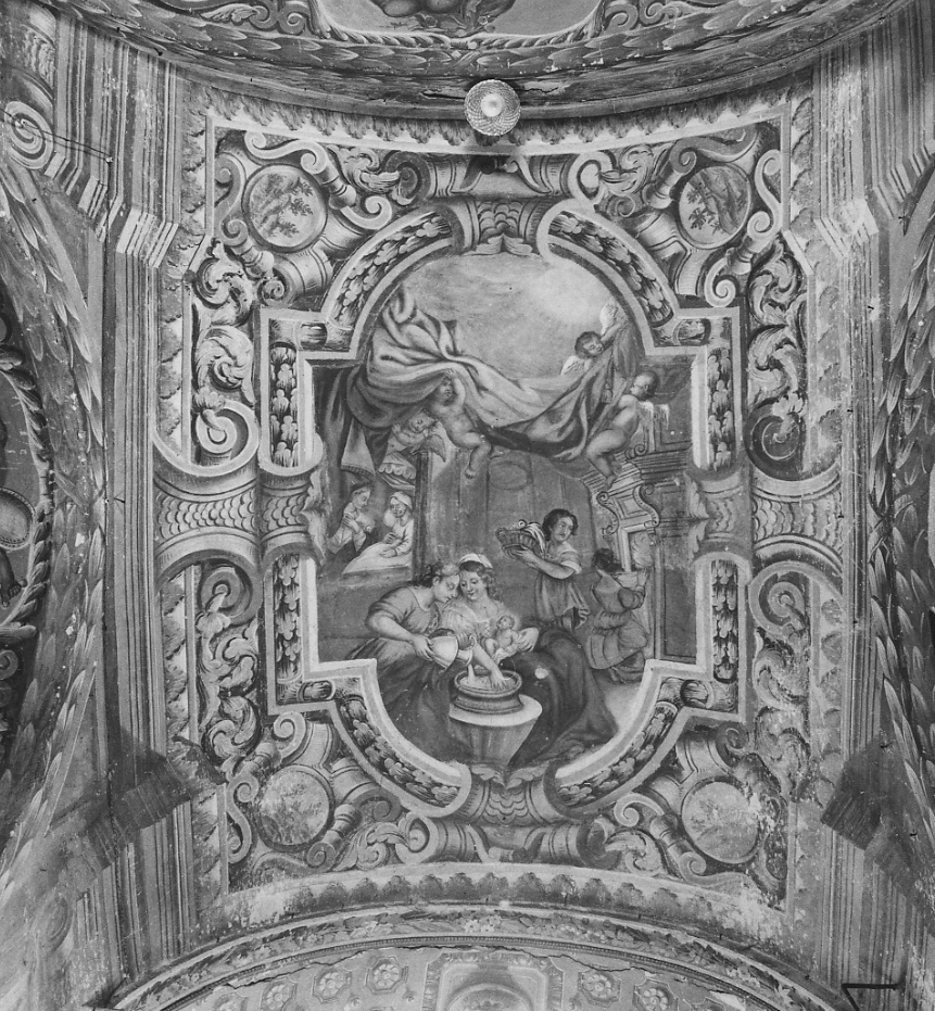 nascita di Maria Vergine (dipinto, elemento d'insieme) di Andrietti Antonio, Pelliparis Giuseppe Antonio (ultimo quarto sec. XVII)