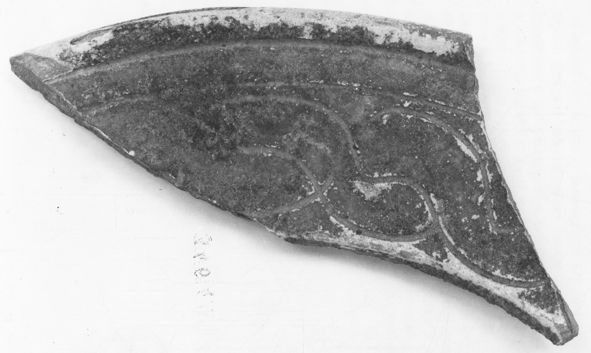 piatto, frammento - bottega padana (fine/inizio secc. XV/ XVI)