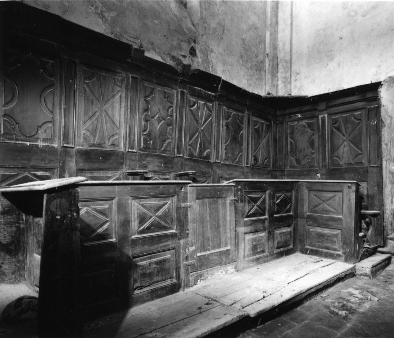 stalli del coro, opera isolata - bottega piemontese (seconda metà sec. XVII)