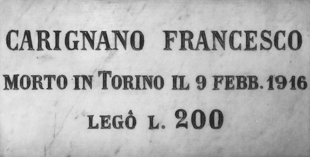 lapide commemorativa, opera isolata - bottega piemontese (primo quarto sec. XX)