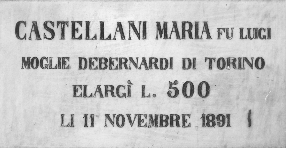 lapide commemorativa, opera isolata - bottega piemontese (fine sec. XIX)