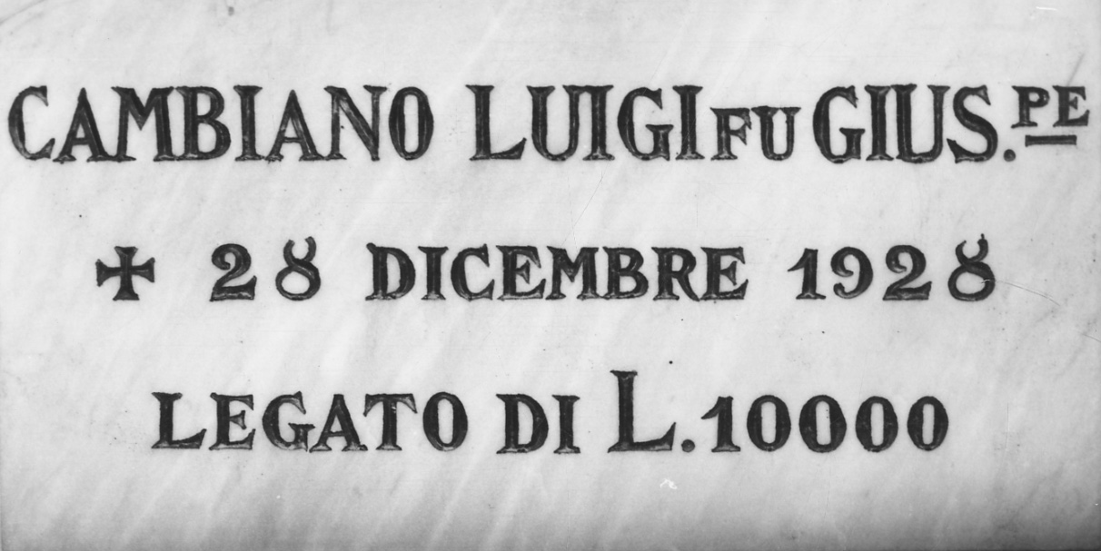 lapide commemorativa, opera isolata - bottega piemontese (secondo quarto sec. XX)