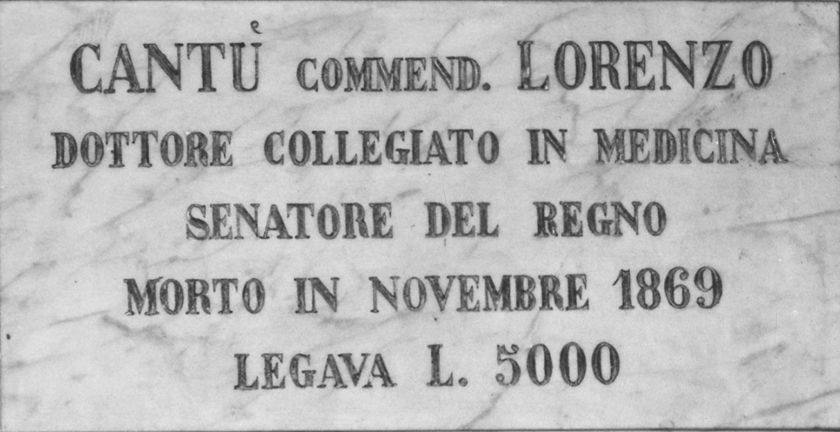 lapide commemorativa, opera isolata - bottega piemontese (terzo quarto sec. XIX)