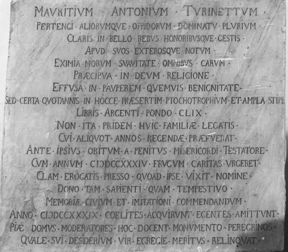 lapide commemorativa, opera isolata - bottega piemontese (secondo quarto sec. XVIII)