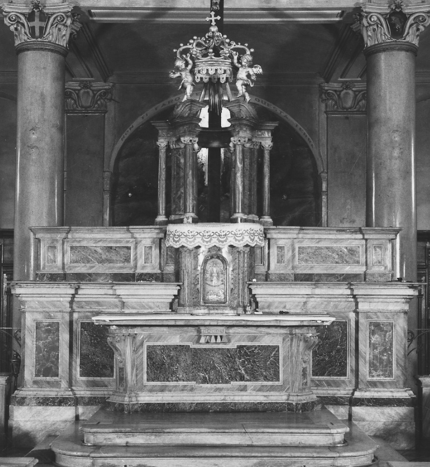 altare maggiore, opera isolata di Rambaudi Giuseppe Antonio, Rosazza Giovanni Battista, Pellengo Giuseppe (ultimo quarto sec. XVIII)