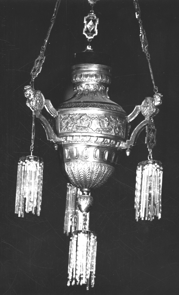 lampada pensile a vaso, serie - bottega piemontese (ultimo quarto sec. XIX)