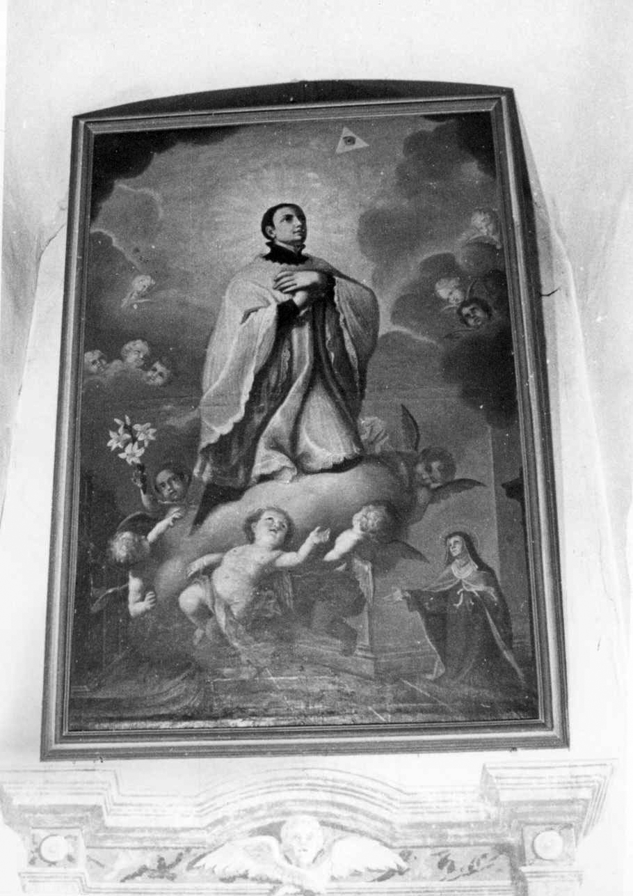 San Luigi Gonzaga in gloria appare a santa Maddalena de' Pazzi (dipinto, opera isolata) - ambito piemontese (prima metà sec. XIX)