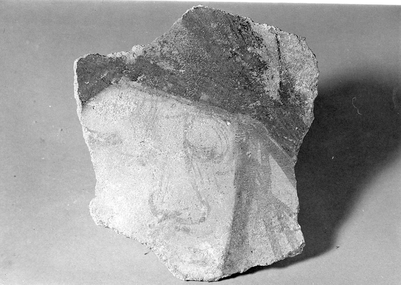 testa d'uomo (dipinto, frammento) - ambito piemontese (prima metà sec. XV)