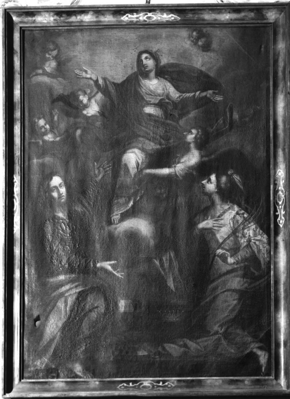 Madonna Assunta con Gesù Cristo e Santa Caterina d'Alessandria (dipinto, opera isolata) - ambito piemontese (sec. XVIII)