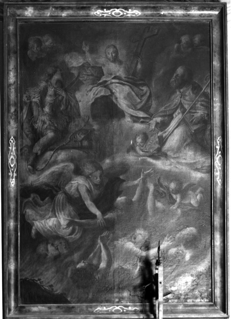 Cristo in gloria con San Teodoro, San Donato Vescovo e le anime del purgatorio (dipinto, opera isolata) - ambito piemontese (sec. XVIII)